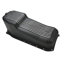 RTS Oil Pan Cast Aluminum Machined Finned Black 4 qt 1986-2002 SB Chev R/H Side Dip Stick 1 Piece Rear Main