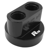 RTS Oil Filter Bypass Adapter Spin-On For Ford & Chrysler 3/4''-16 AN12 ORB Ports Billet Aluminium Black