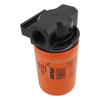 RTS Remote Oil Filter Head With FRAM HP1 Filter 3/4''-16 Thread AN12 ORB Ports Billet Aluminium Black