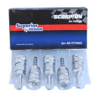 Air Fittings - 1/4" Hose Tail Coupler - Nitto Style - Hi Flow Series - Box of 5