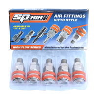Air Fittings - 3/8" Male Thread Coupler - Nitto Style - Hi Flow Series - Box of 5