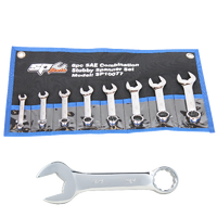Combination ROE Quad Drive Spanner Set - Stubby - 15° Offset - SAE - 8pc