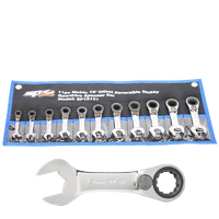 Gear Drive ROE Quad Drive Spanner Set - Stubby - 15° Offset - Metric - 11pc