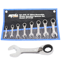 Gear Drive ROE Quad Drive Spanner Set - Stubby - 15° Offset - SAE - 8pc