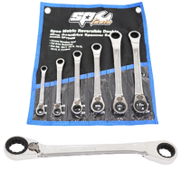 Double Gear Drive Ring Spanner Set - 15° Offset - Metric - 6pc