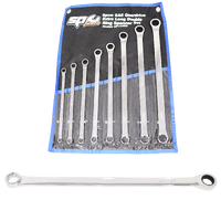 Box Drive Double Ring Spanner Set - 0° Offset - Extra Long - SAE - 8pc