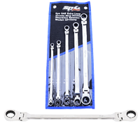 Flex Head Double Gear Drive Ring Spanner Set - Extra Long - SAE 5pc