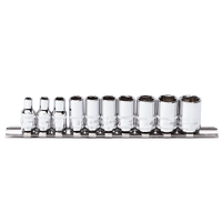 1/4" Drive Socket Rail Set - Metric Only - 6pt - 10pc