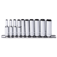 1/4" Drive Socket Rail Set - Deep - Metric Only - 6pt - 10pc
