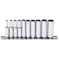 1/4" Drive Socket Rail Set - Deep - Metric Only - 12pt - 10pc