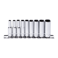 1/4" Drive Socket Rail Set - Deep - SAE Only - 12pt - 9pc