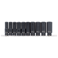 3/8" Drive Impact Socket Rail Set - Deep - Metric Only - 6pt - 10pc