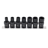 3/8" Drive Impact Socket Rail Set - Swivel - SAE Only - 6pt - 7pc