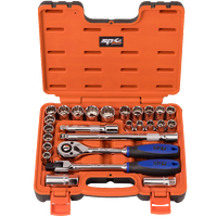 1/2" Drive Socket Set in X-Case - Metric/SAE - 12pt - 26pc