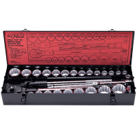 3/4" Drive Socket Set - Jumbo Sizes - Metric/SAE - 12pt - 32pc