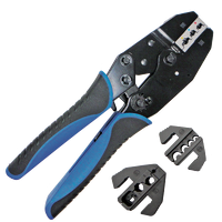 Quick Change Ratchet Crimper Kit with Interchangeable Heads - 4pc