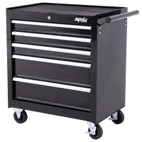 Custom Series Roller Cabinet - Deep Depth - 5 Drawer - Black/Chrome