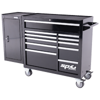 Custom Series Roller Cabinet with Side Cabinet - 11 Drawer - Black/Chrome