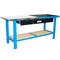 Heavy Duty Workshop Bench - 3 Drawer - Blue/Black