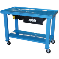 Professional Engine Tear Down Bench - 1 Drawer + Fluid Receiver Drawer - Blue/Black