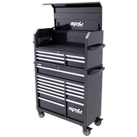 Sumo Series Power Hutch Tool Box & Roller Cabinet Combo - 18 Drawer - Black/Chrome