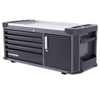 Tech Series Tool Box with Power Tool Cupboard and Built-in Power Board - 5 Drawer - Diamond Black