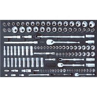 EVA Foam Tray Tool Kit - Sockets & Accessories - 124pc - Metric & SAE