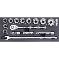 EVA Foam Tray Tool Kit - Tech Series - Sockets & Accessories - 15pc - Metric Only