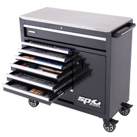 Sumo Series Roll Cab Tool Kit with Power Tool Cupboard and Built-in Power Board - 360pc - Metric & SAE - Diamond Black