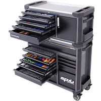 Tech Series Tool Kit Combo with Power Tool Cupboard and Built-in Power Board - 631pc - Metric/SAE - Diamond Black - Plus Extra EVA Foam Trays