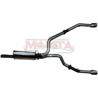 Single 3in into Dual Factory Cat Back Exhaust with 5in Chrome Tips (Ram 1500 DS 09-18) - Chrome