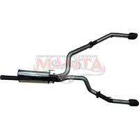 Single 3in into Dual Factory Cat Back Exhaust with 5in Black Tips (Ram 1500 DS 09-18) - Black