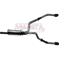 Single 3in into Dual Factory Cat Back Exhaust with 5in Black Tips (Ram 1500 DS 09-18) - Black