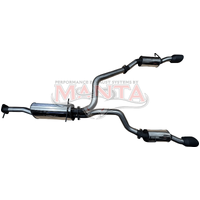 Dual 3in Cat Back with 5in Black Tips Stainless Steel - Quiet (Ram 1500 DT 19+) - Black