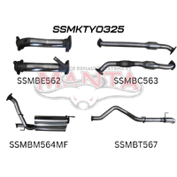 2.5in with Cat Muffler Center & Rear Tail Pipe incl 4in Dump Tip (Landcruiser VDJ200 07+)