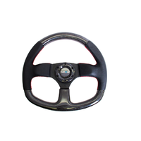 Carbon Fiber Steering Wheel 320mm Flat Bottom w/Red Stitching