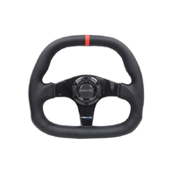 Carbon Fiber Steering Wheel 320MM Black w/ Red Stripe