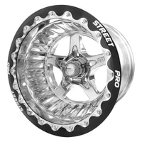 Street Pro ll Convo Pro Wheel Polished Black Machined Bead Lock Style 15x10' For Ford Bolt Circle 5x 4.50''' -25 4.50'' Back Space