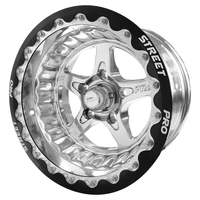 Street Pro ll Convo Pro Wheel Polished Black Machined Bead Lock Style 15x8.5' For Ford Bolt Circle 5x 4.50' -32 3.50' Back Space