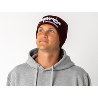 Maroon Beanie with White Solid Logo Each