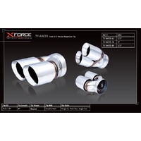 Universal Tips - 2.5in Inlet/Twin 3.5in Round Angle-Cut Tip