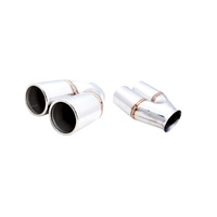 Universal Tips - 2.5in Inlet/Twin 3in Straight-Cut Round Resonated Tip