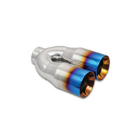 Dual 3.5" Round SS Tips with Burnt Blue Finish