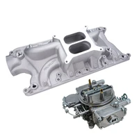 Intake Manifold & Carburettor Kit, SB Ford 289-302W, Air Dual Intake, Repro Holley Style 600CFM Vac Sec, Carburettor, Kit