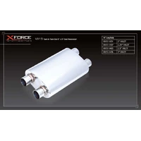 Universal Muffler - 2.25in Inlet Twin in Twin out 6in x 9in Oval Resonator