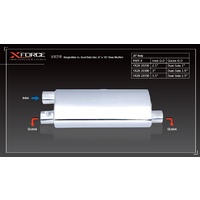 6 x 10in Oval Muffler - 3.5in Single-Side In, Dual Side Out