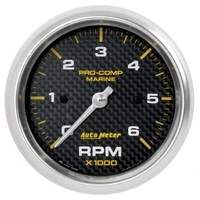 Marine Carbon Fiber Ultra-Lite Gauge 3-3/8in Tachometer 6K RPM