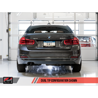 BMW F3X 28i / 30i Touring Edition Axle-Back Exhaust Single Side - 80mm Silver Tips