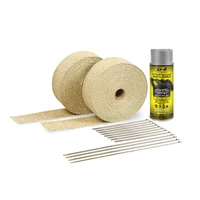 Exhaust Wrap Kit - Tan Wrap & Aluminum HT Silicone Coating (Aerosol)
