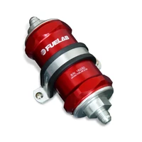 In-Line Fuel Filter Standard Length -6AN Inlet/Outlet 10 Micron Replaceable Fabric Element Red